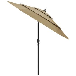 3-poziomowy parasol na aluminiowym słupku, taupe, 2,5 m