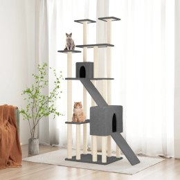 Drapak dla kota z sizalowymi słupkami, ciemnoszary, 190 cm