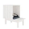Domek dla kota, biały, 60x36x60 cm, lite drewno sosnowe