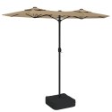 Parasol ogrodowy podwójny z LED, taupe, 316x240 cm