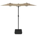 Parasol ogrodowy podwójny z LED, taupe, 316x240 cm