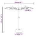 Parasol ogrodowy podwójny z LED, taupe, 316x240 cm