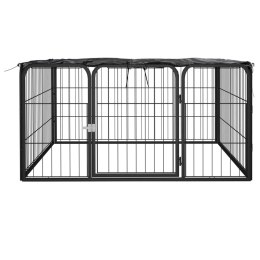 Kojec dla psa, 4 panele, czarny, 100x50 cm, stalowy