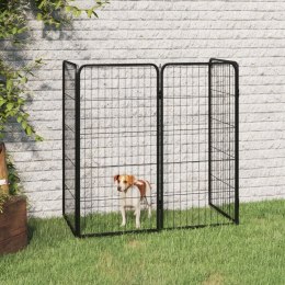 Kojec dla psa, 4 panele, czarny, 50x100 cm, stalowy
