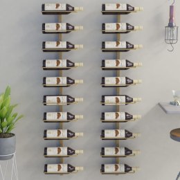 Uchwyty ścienne na 10 butelek wina, 2 szt., złote, metalowe