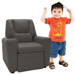 Fotel rozkładany dla dzieci, obity sztuczną skórą, antracytowy