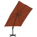 Wiszący parasol na słupku aluminiowym, terakotowy, 300x300 cm