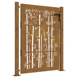 Furtka ogrodowa, 105x155 cm, stal kortenowska, motyw bambusa