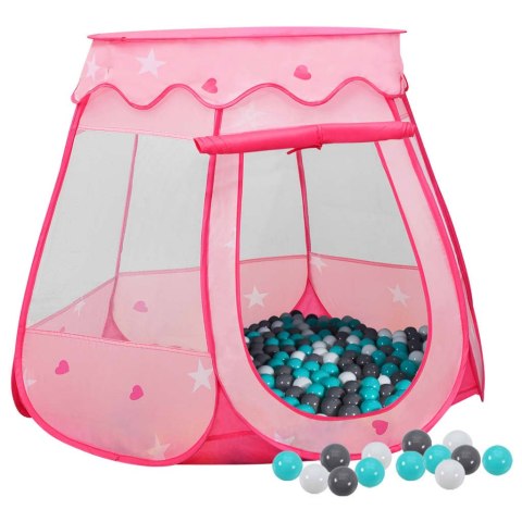Namiot do zabawy z 250 piłeczkami, różowy, 102x102x82 cm