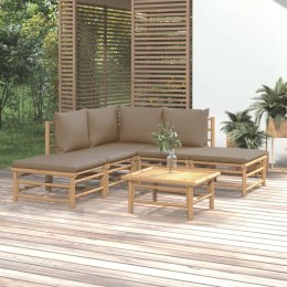6-cz. zestaw mebli do ogrodu, poduszki w kolorze taupe, bambus