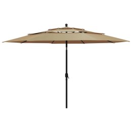 3-poziomowy parasol na aluminiowym słupku, taupe, 3,5 m