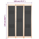 Parawan 3-panelowy, szary, 120x170x4 cm, tkanina