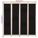 Parawan 4-panelowy, czarny, 160x170x4 cm, tkanina