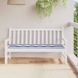 Poduszka na ławkę ogrodową, biało-niebieskie paski, 150x50x3 cm