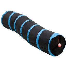 Tunel dla kota, kształt litery S, czarno-niebieski, 122 cm