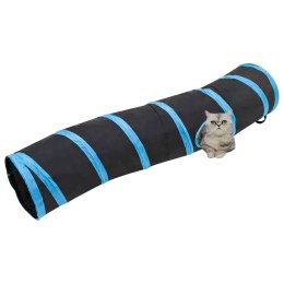 Tunel dla kota, kształt litery S, czarno-niebieski, 122 cm