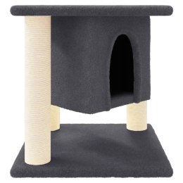 Drapak dla kota z sizalowymi słupkami, ciemnoszary, 37 cm