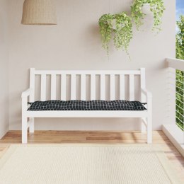 Poduszka na ławkę ogrodową, czarna krata, 150x50x7 cm, tkanina