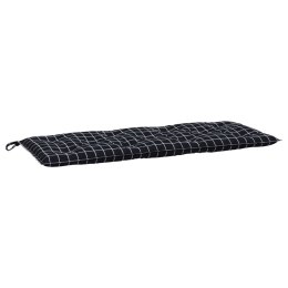 Poduszka na ławkę ogrodową, czarna w kratkę, 120x50x7 cm
