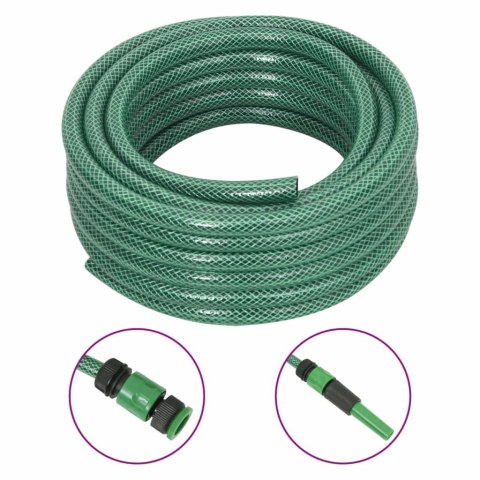 Wąż ogrodowy z zestawem złączek, zielony, 0,6", 30 m, PVC