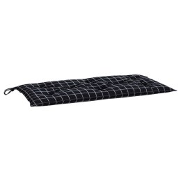 Poduszka na ławkę ogrodową, czarna krata, 100x50x7 cm, tkanina