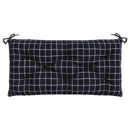 Poduszka na ławkę ogrodową, czarna w kratkę, 110x50x7 cm