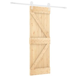 Drzwi przesuwne z osprzętem, 70x210 cm, lite drewno sosnowe