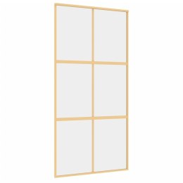 Drzwi przesuwne, złote, 102,5x205 cm, przezroczyste szkło ESG