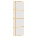 Drzwi przesuwne, złote, 76x205 cm, mrożone szkło ESG, aluminium
