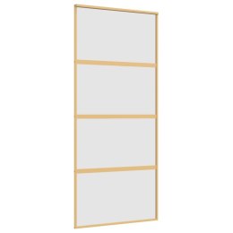 Drzwi przesuwne, złote, 90x205 cm, mrożone szkło ESG, aluminium
