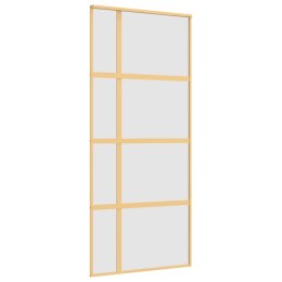 Drzwi przesuwne, złote, 90x205 cm, mrożone szkło ESG, aluminium