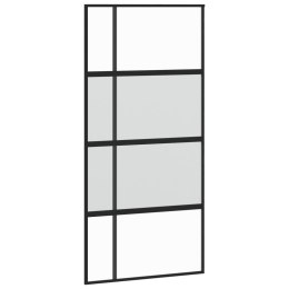 Drzwi przesuwne, czarne, 102,5x205cm, szkło hartowane aluminium