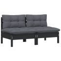 2-osobowa sofa ogrodowa z antracytowymi poduszkami, sosnowa