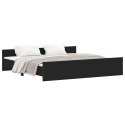 Rama łóżka z wezgłowiem i zanóżkiem, czarna, 200x200 cm