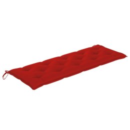 Ławka Batavia z czerwoną poduszką, 150 cm, drewno tekowe