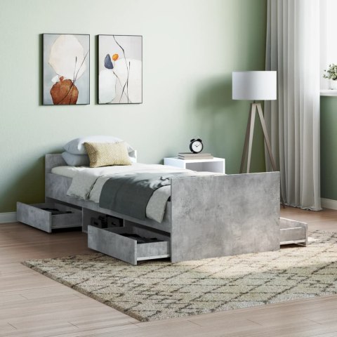 Rama łóżka z wezgłowiem i zanóżkiem, szarość betonu, 75x190 cm