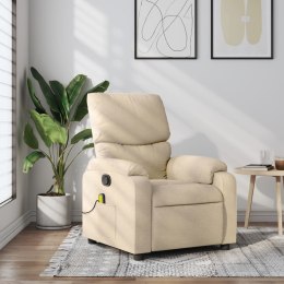  Rozkładany fotel masujący, kremowy, obity tkaniną