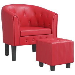  Fotel klubowy z podnóżkiem, czerwony, obity sztuczną skórą