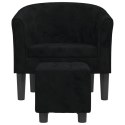  Fotel klubowy z podnóżkiem, czarny, obity aksamitem