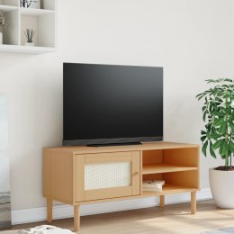  Szafka TV SENJA, z plecionką, brązowa, 106x40x49 cm, sosnowa