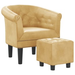  Fotel z podnóżkiem, złoty, sztuczna skóra