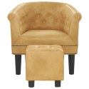  Fotel z podnóżkiem, złoty, sztuczna skóra