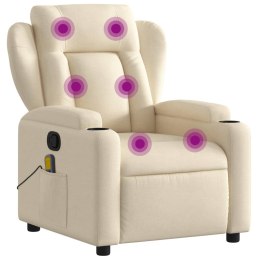  Rozkładany fotel masujący, kremowy, obity tkaniną