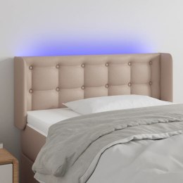  Zagłówek do łóżka z LED, cappuccino, 103x16x78/88 cm, ekoskóra