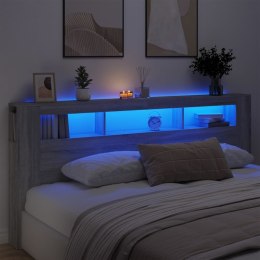  Wezgłowie łóżka z LED, szary dąb sonoma, 220x18,5x103,5 cm