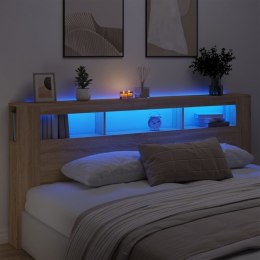  Wezgłowie łóżka z LED, dąb sonoma, 220x18,5x103,5 cm