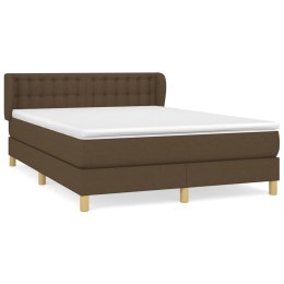  Łóżko kontynentalne z materacem, brązowe, tkanina, 140x200 cm