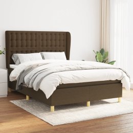  Łóżko kontynentalne z materacem, brązowe, tkanina, 140x200 cm