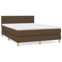  Łóżko kontynentalne z materacem, brązowe, tkanina, 140x190 cm