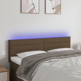  Zagłówek do łóżka z LED, ciemnobrązowy, 144x5x78/88 cm, tkanina
